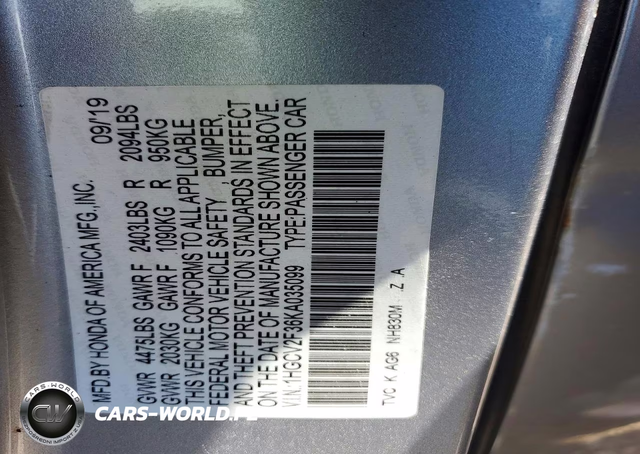 2019 Honda Accord Sport VIN:1HGCV2F36KA035099 - 12