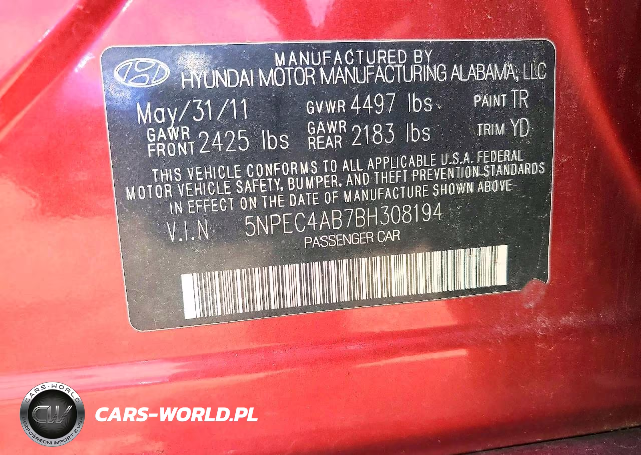 2011 Hyundai Sonata Limited 2.0T VIN:5NPEC4AB7BH308194 - 12