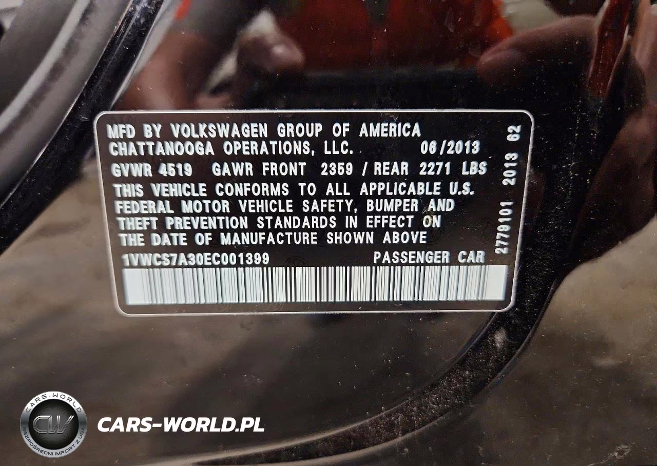 2014 Volkswagen Passat Sel VIN:1VWCS7A30EC001399 - 12
