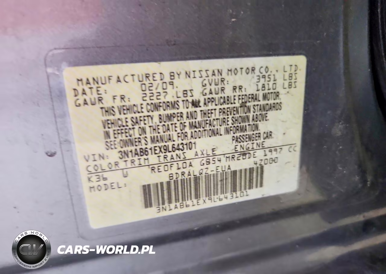 2009 Nissan Sentra 2.0 VIN:3N1AB61EX9L643101 - 12