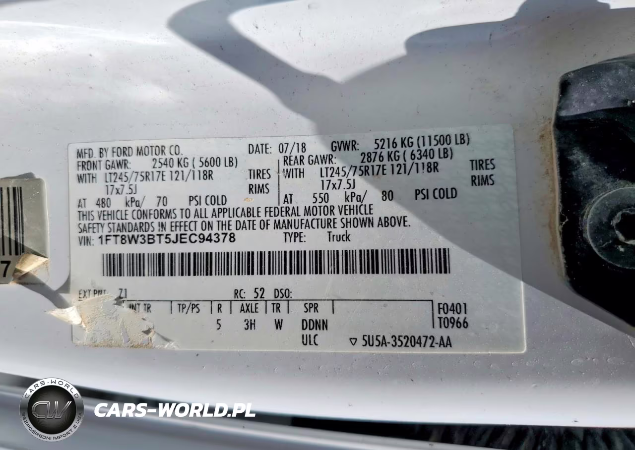 2018 Ford F350 Super Duty VIN:1FT8W3BT5JEC94378 - 12