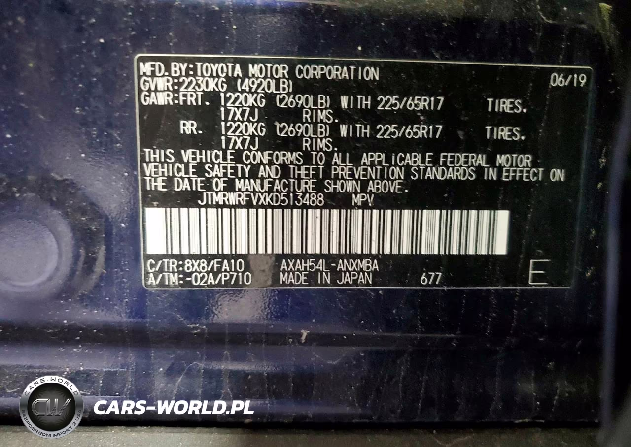 2019 Toyota Rav4 Hybrid Xle VIN:JTMRWRFVXKD513488 - 13
