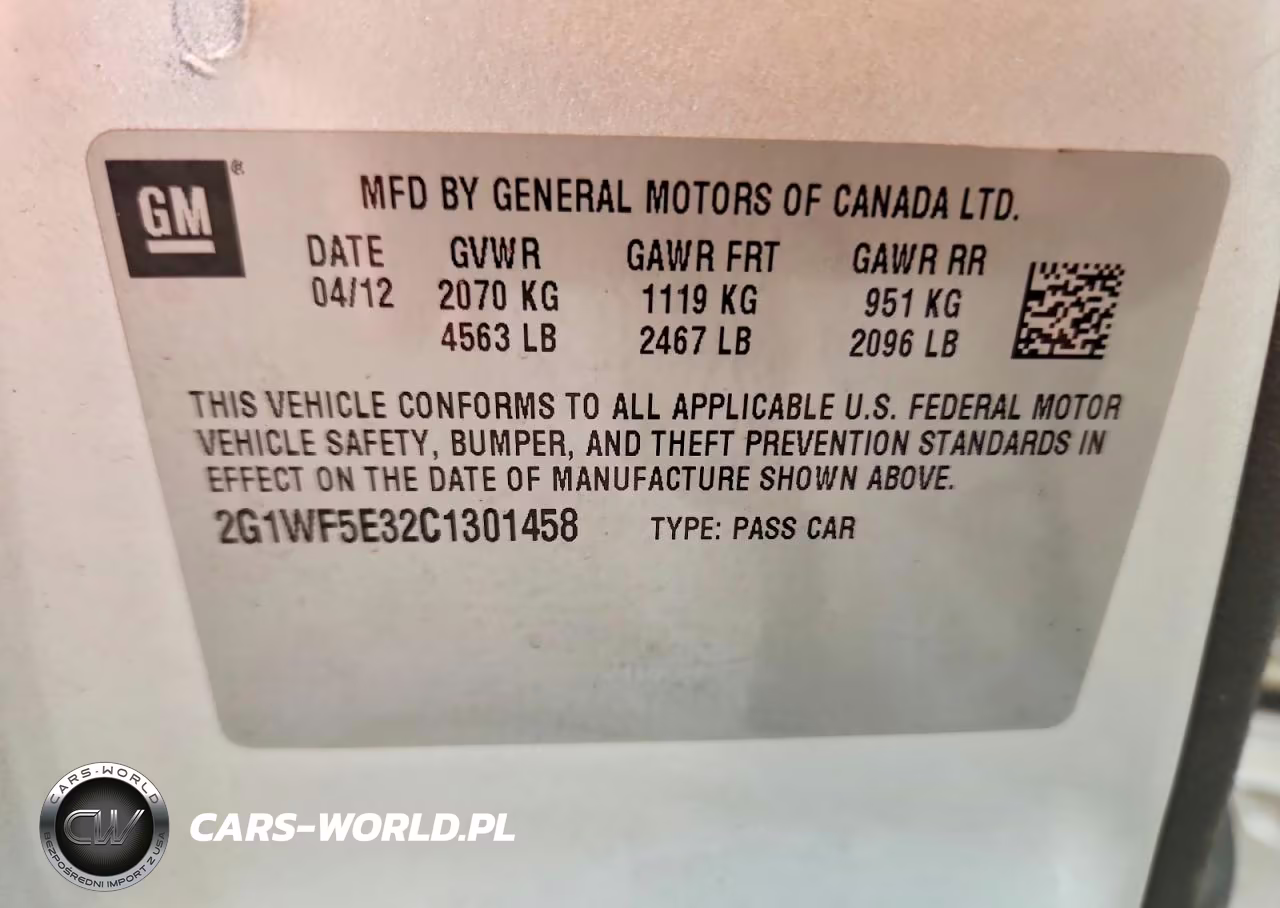 2012 Chevrolet Impala Ls VIN:2G1WF5E32C1301458 - 12