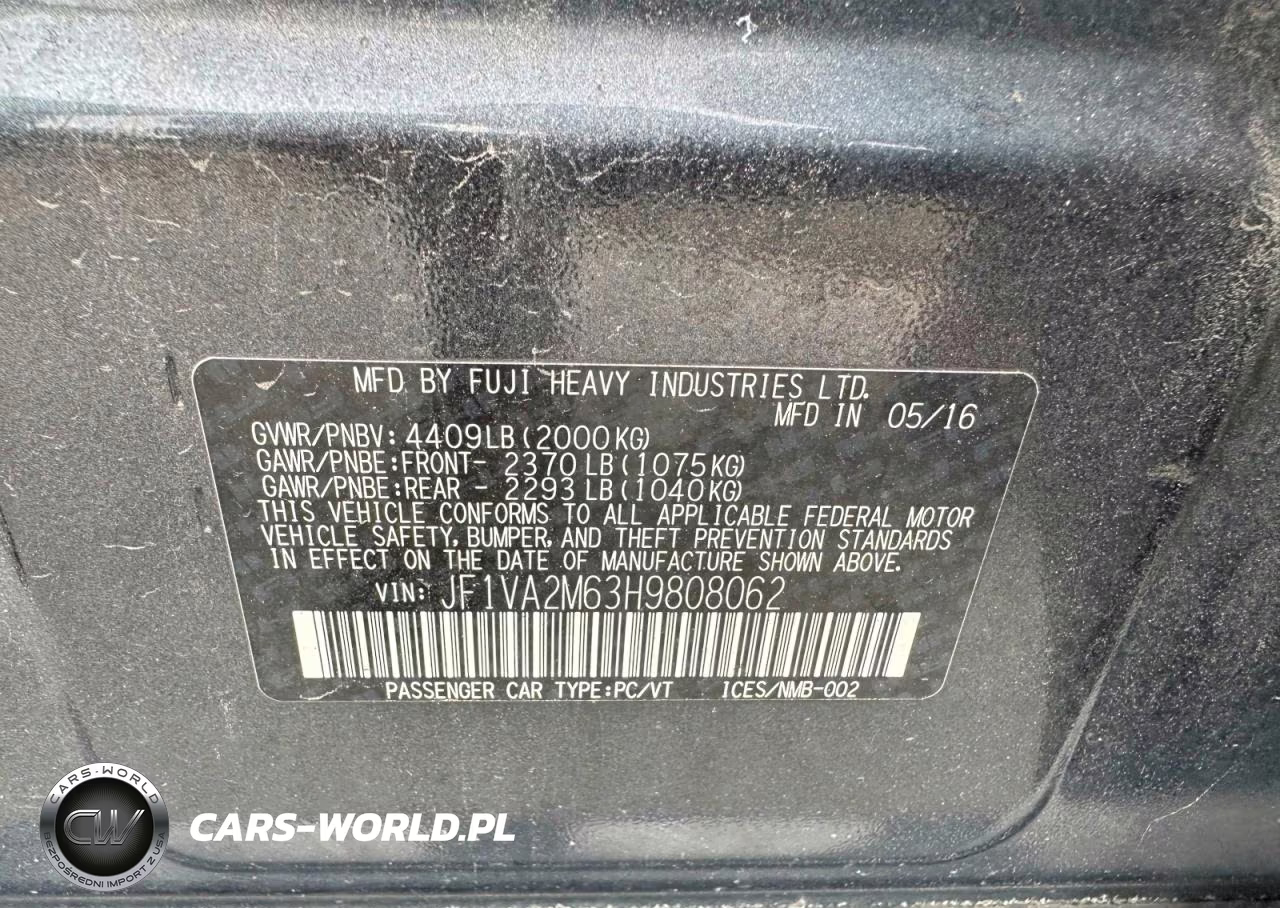 2017 Subaru Wrx Sti VIN:JF1VA2M63H9808062 - 10