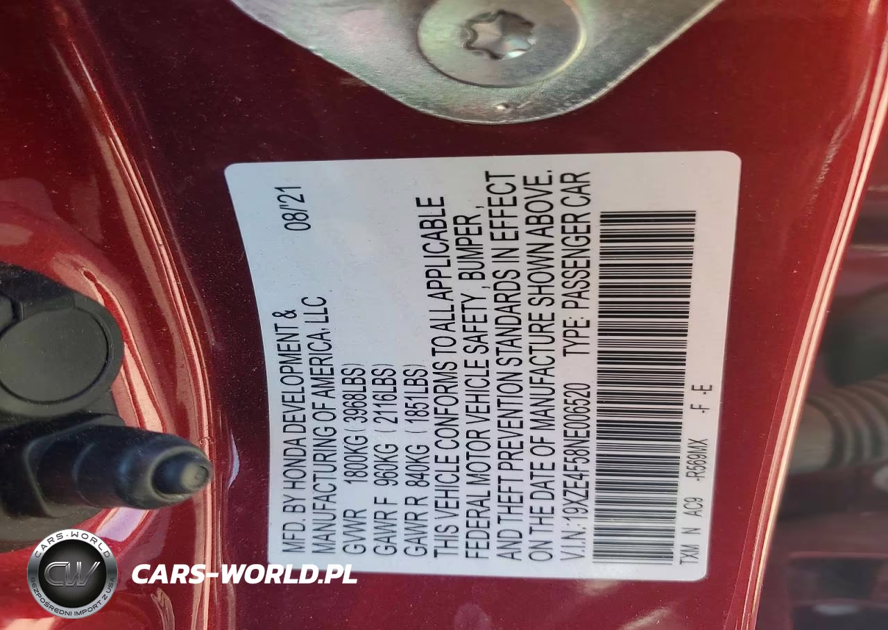 2022 Honda Insight Ex VIN:19XZE4F58NE006520 - 12