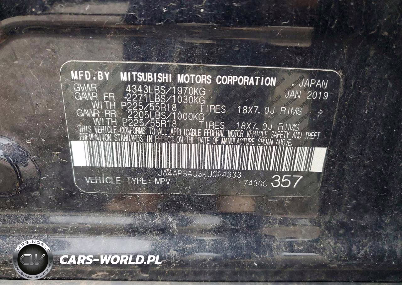 2019 Mitsubishi Outlander Sport Es VIN:JA4AP3AU3KU024933 - 12