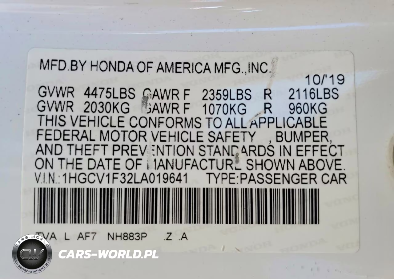 2020 Honda Accord Sport VIN:1HGCV1F32LA019641 - 12