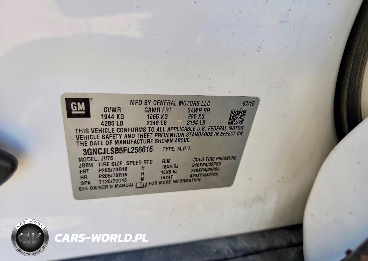 2015 Chevrolet Trax 1Lt VIN:3GNCJLSB5FL256616 - 12