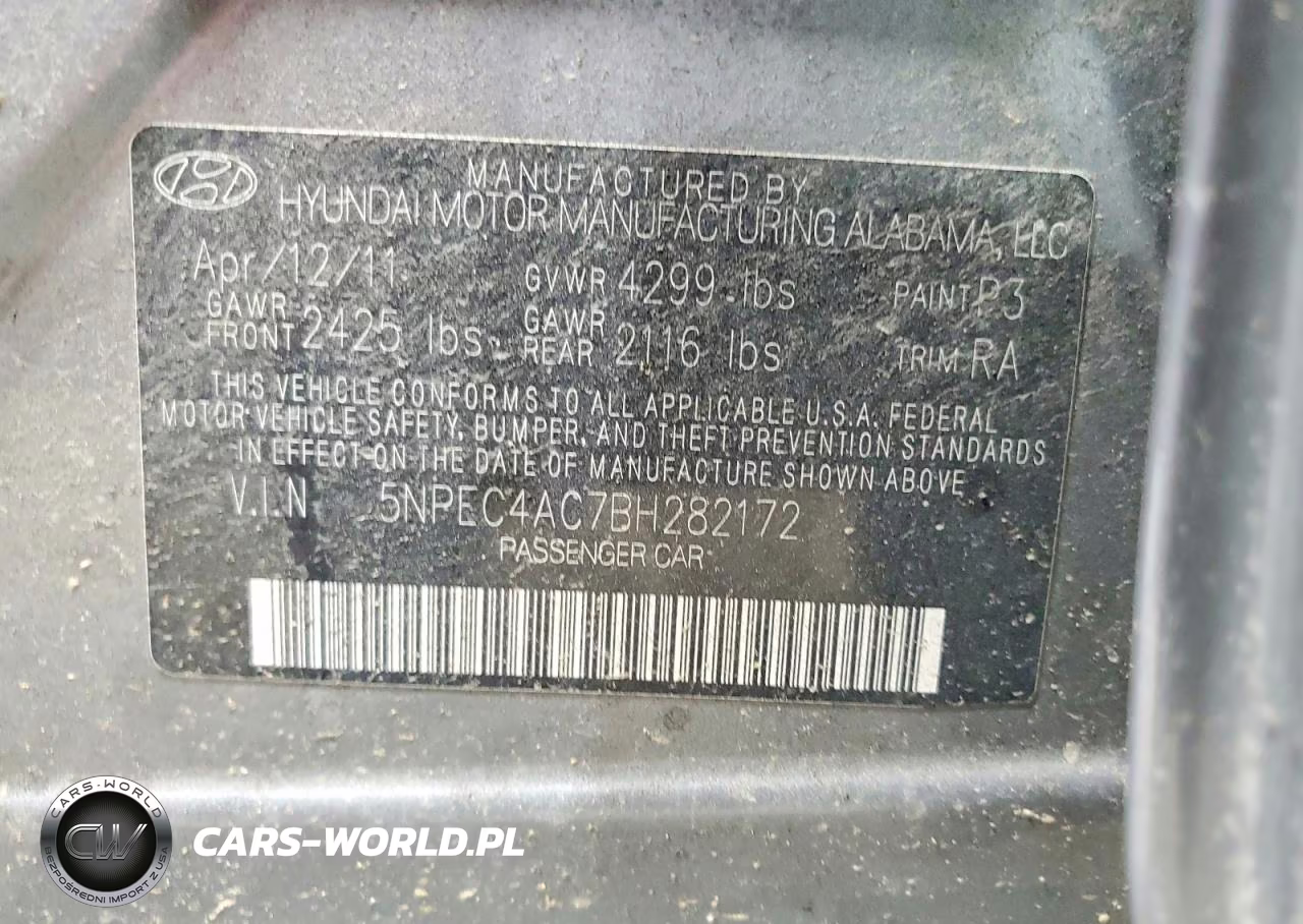 2011 Hyundai Sonata Se VIN:5NPEC4AC7BH282172 - 12