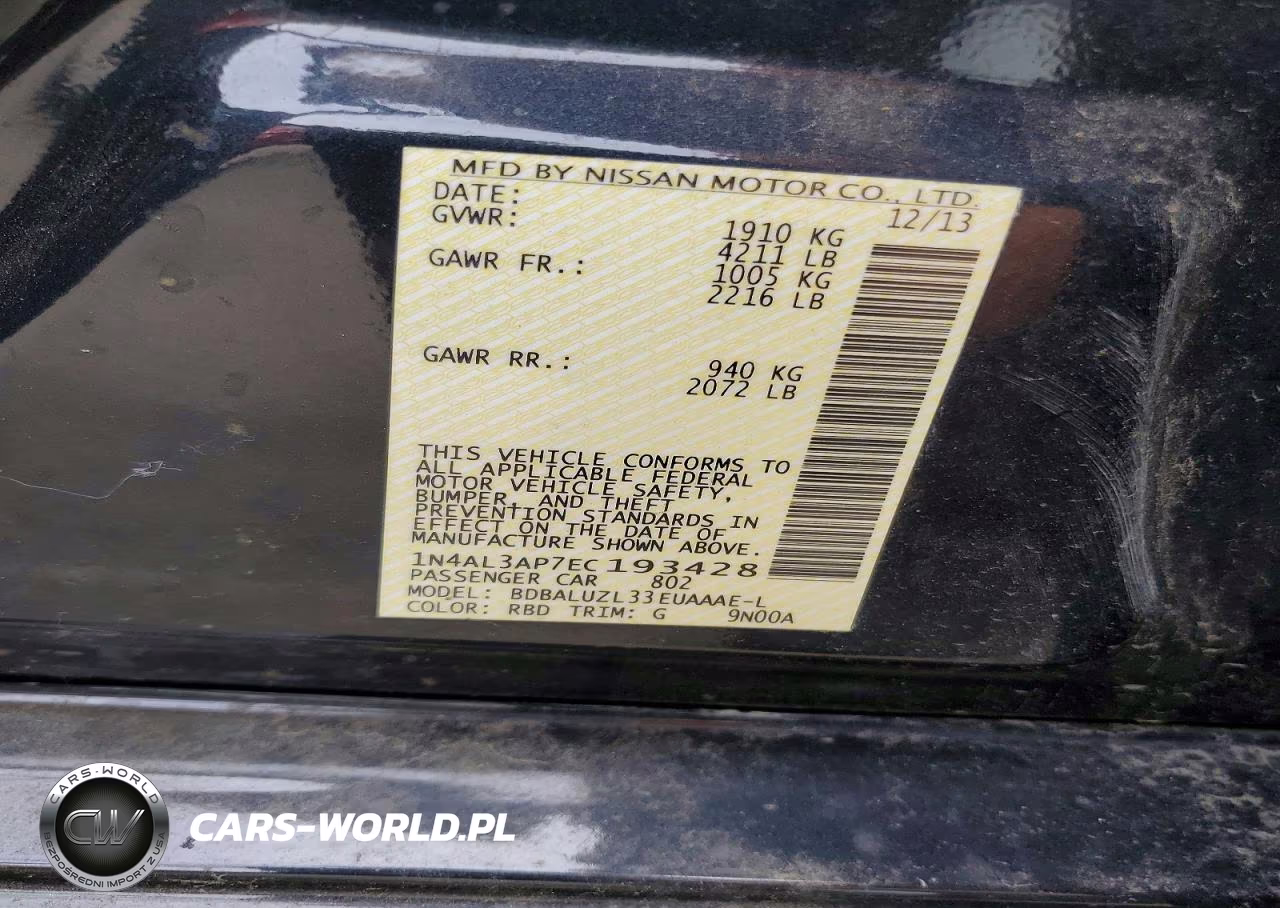 2014 Nissan Altima VIN:1N4AL3AP7EC193428 - 12