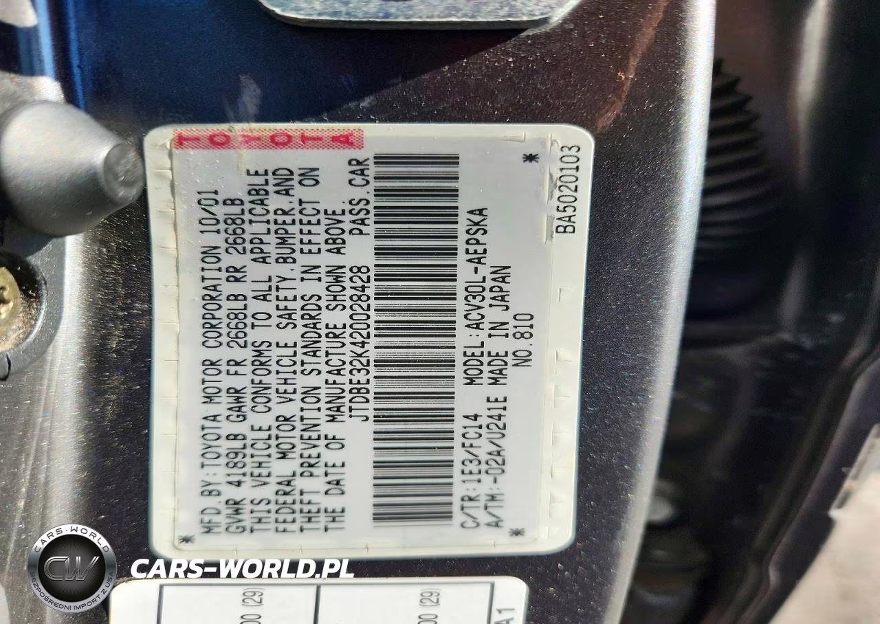 2002 Toyota Camry Se VIN:JTDBE32K420028428 - 12