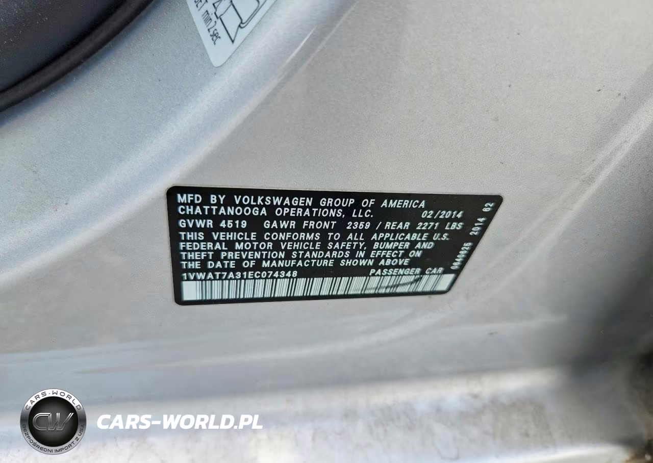 2014 Volkswagen Passat S VIN:1VWAT7A31EC074348 - 13