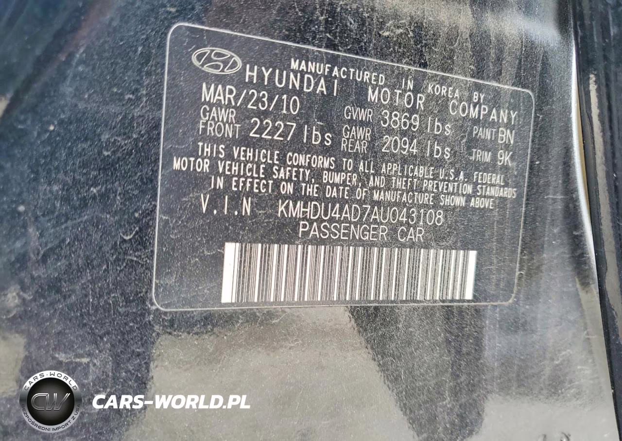 2010 Hyundai Elantra Gls VIN:KMHDU4AD7AU043108 - 12