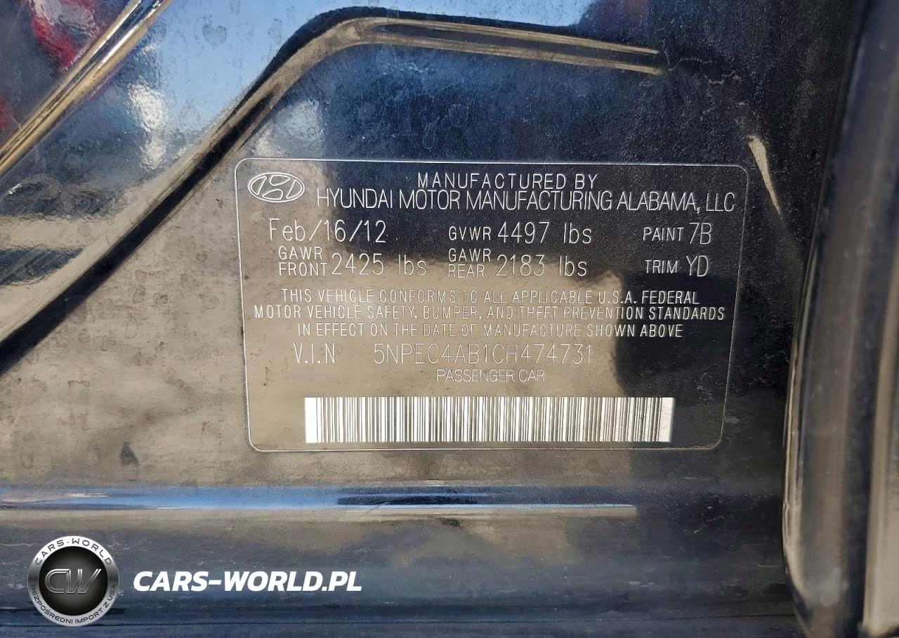 2012 Hyundai Sonata Limited 2.0T VIN:5NPEC4AB1CH474731 - 12