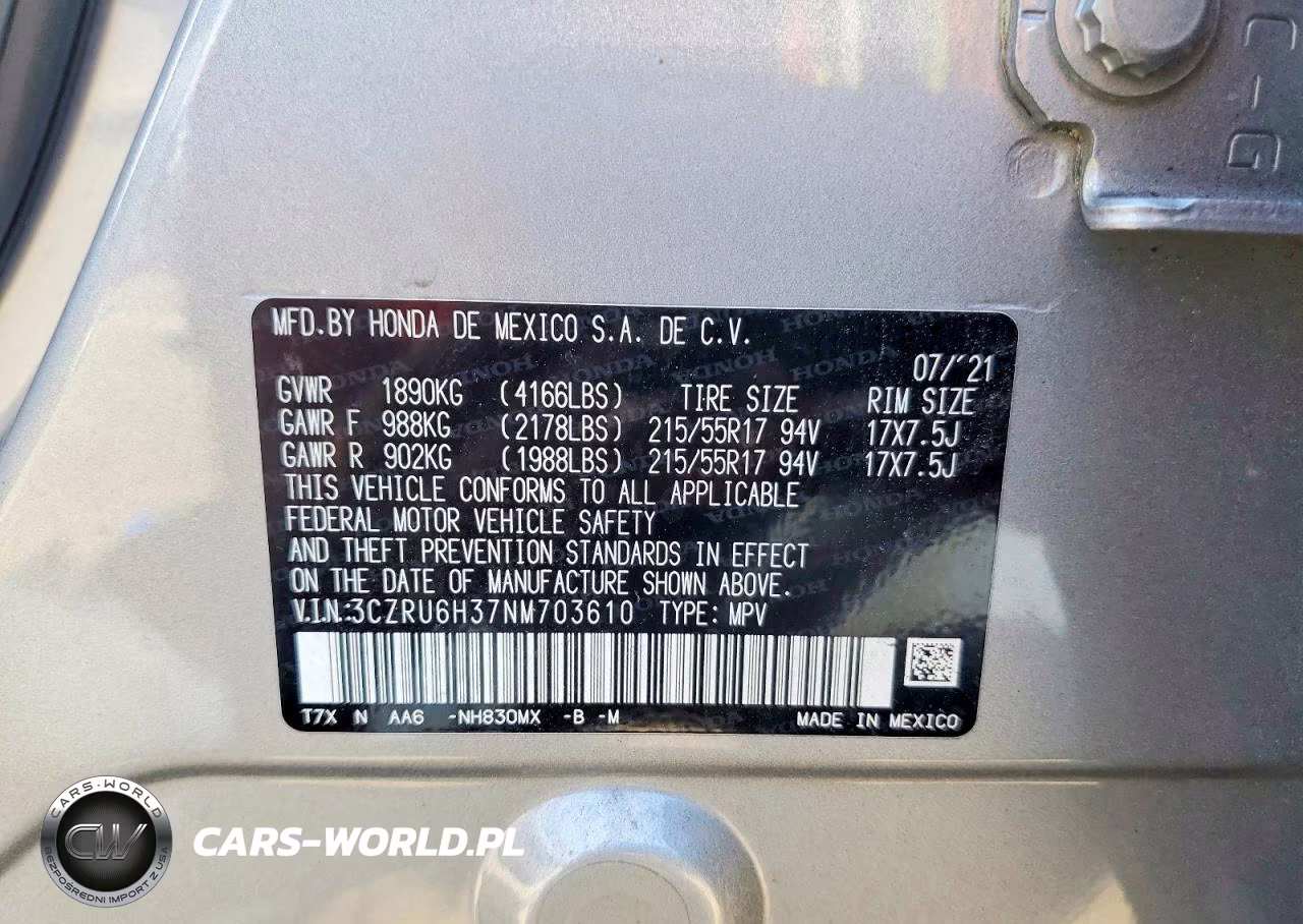 2022 Honda Hr-V Lx VIN:3CZRU6H37NM703610 - 13