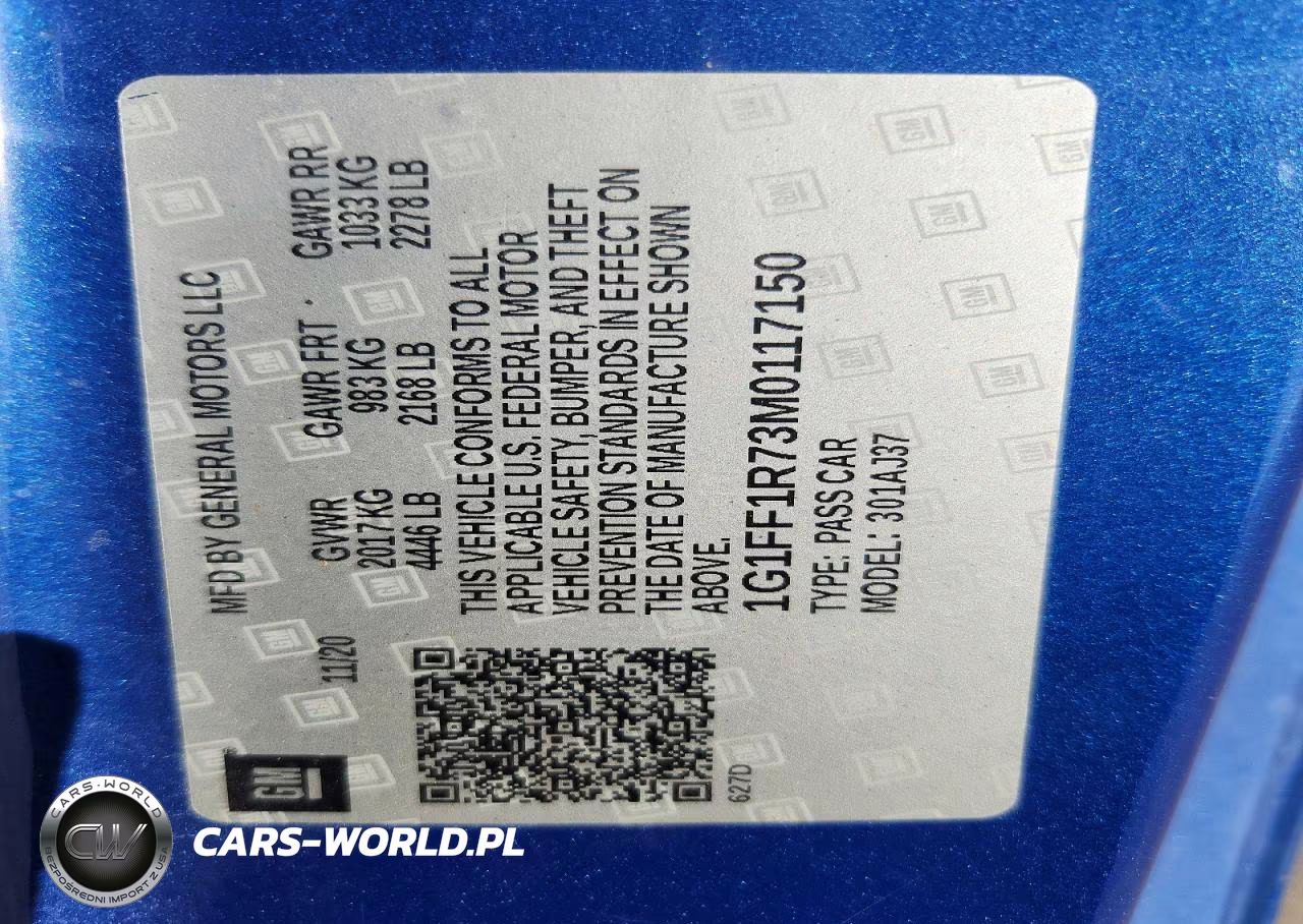 2021 Chevrolet Camaro Lz VIN:1G1FF1R73M0117150 - 12