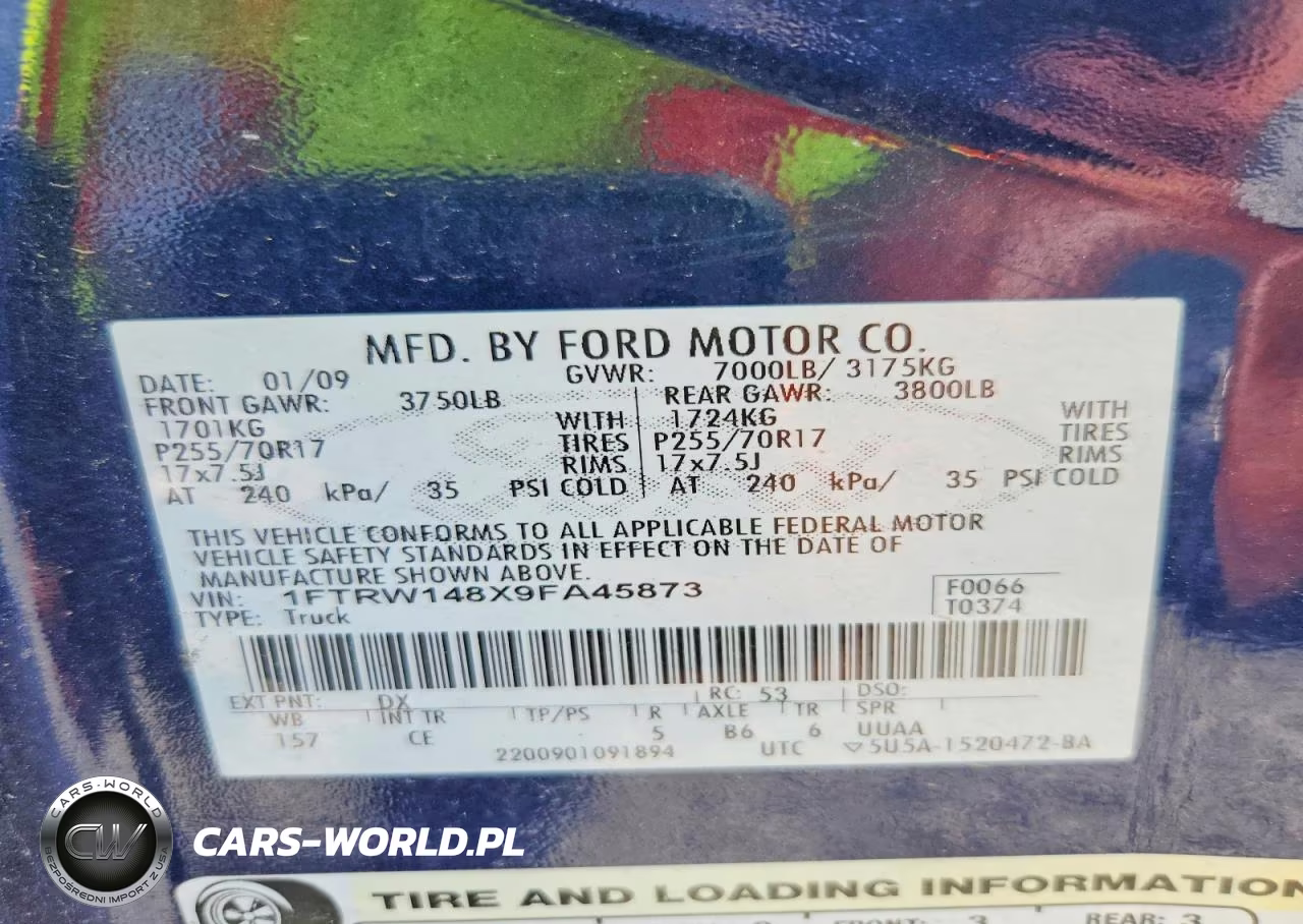 2009 Ford F150 Supercrew VIN:1FTRW148X9FA45873 - 12
