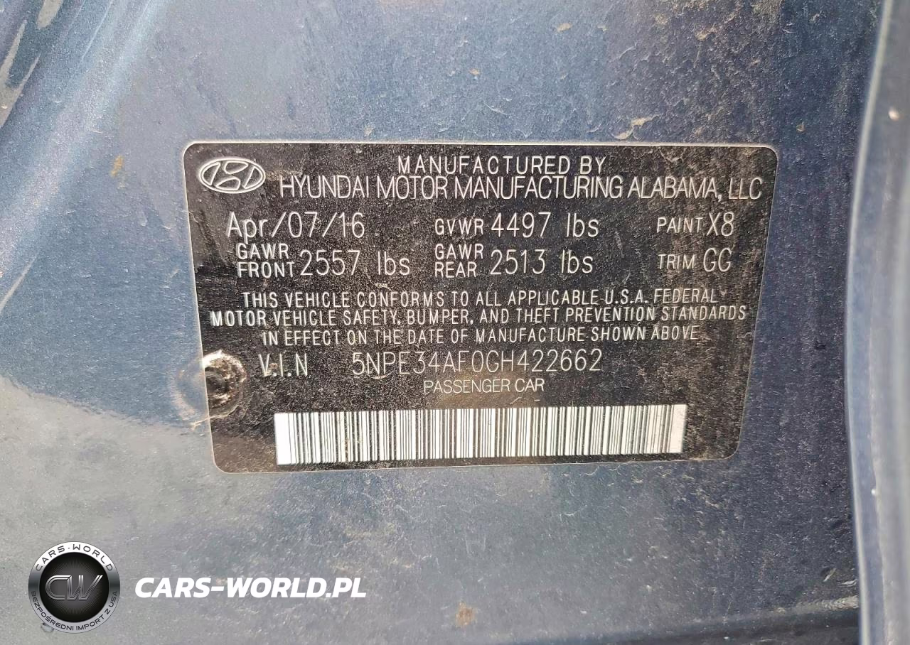 2016 Hyundai Sonata Sport VIN:5NPE34AF0GH422662 - 13