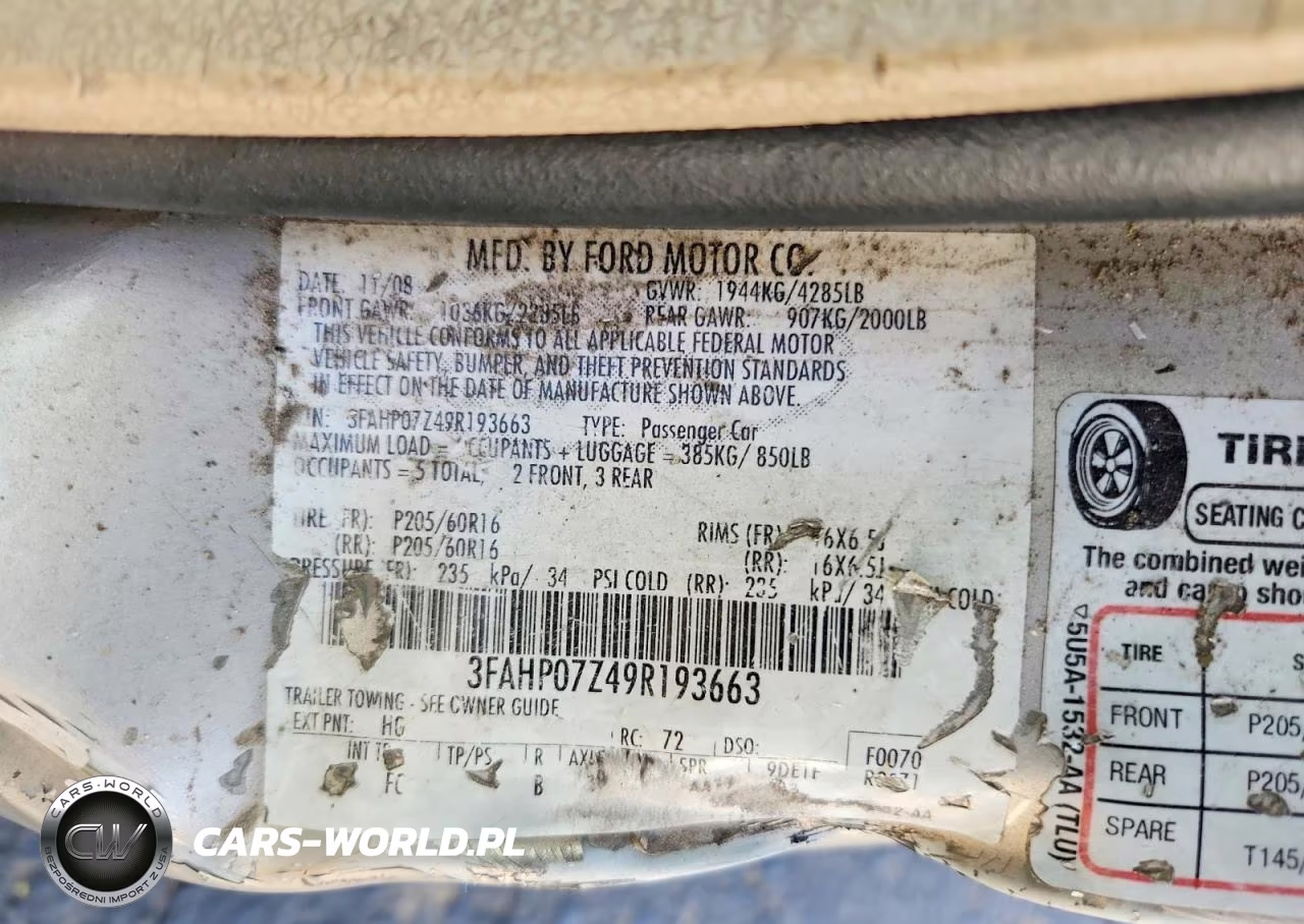 2009 Ford Fusion Se VIN:3FAHP07Z49R193663 - 12