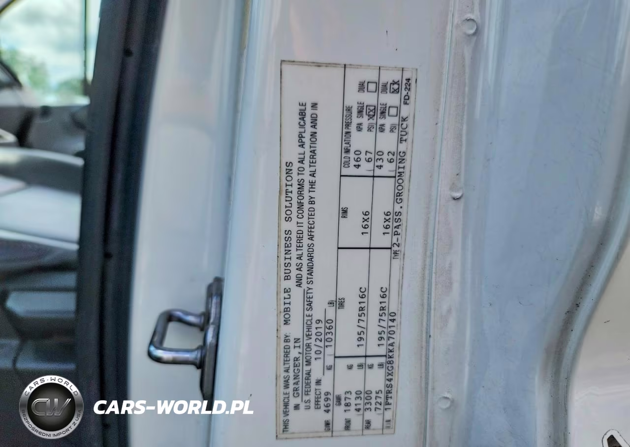 2019 Ford Transit T-350 Hd VIN:1FTRS4XG8KKA70140 - 13