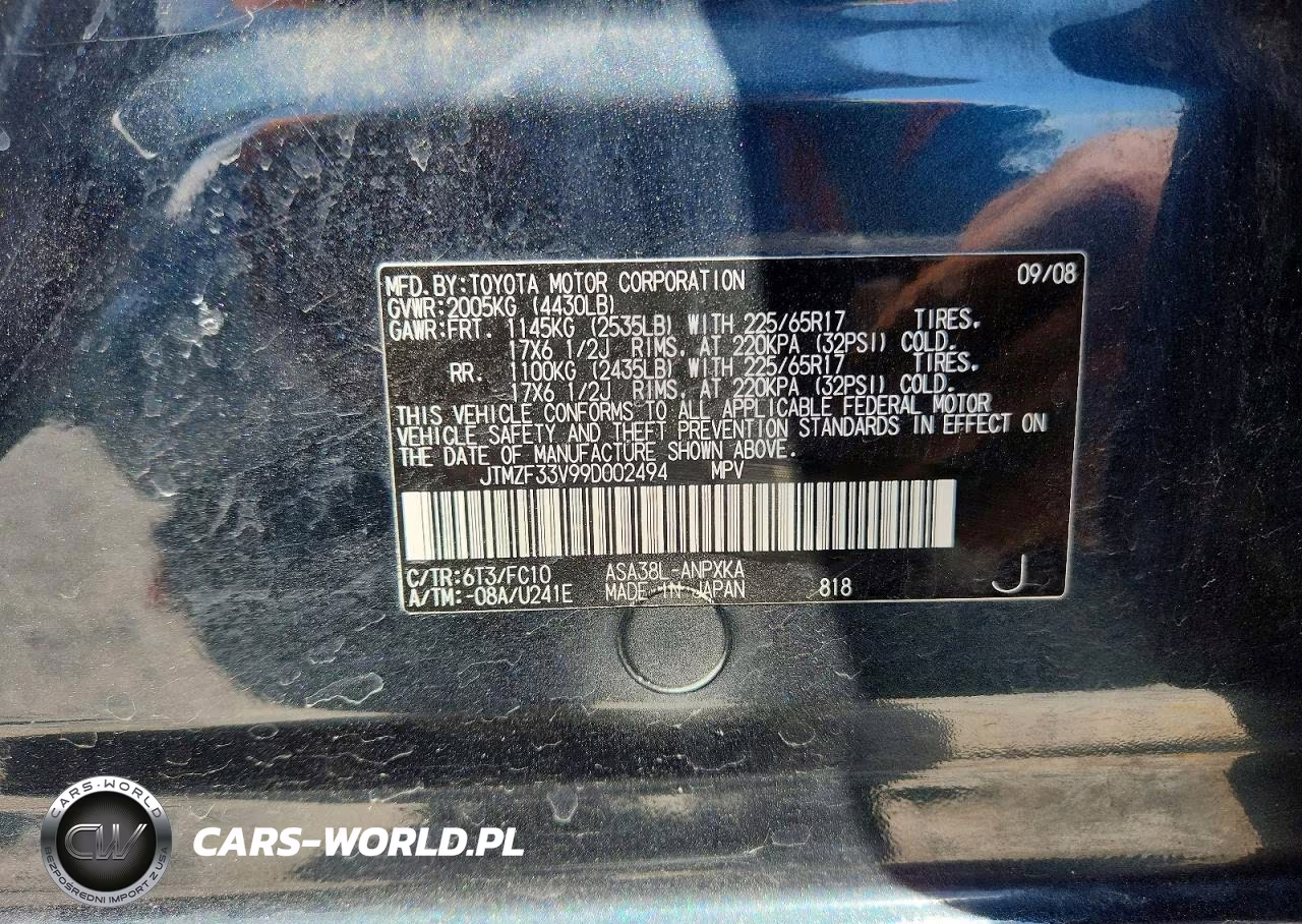 2009 Toyota Rav4 Base VIN:JTMZF33V99D002494 - 12