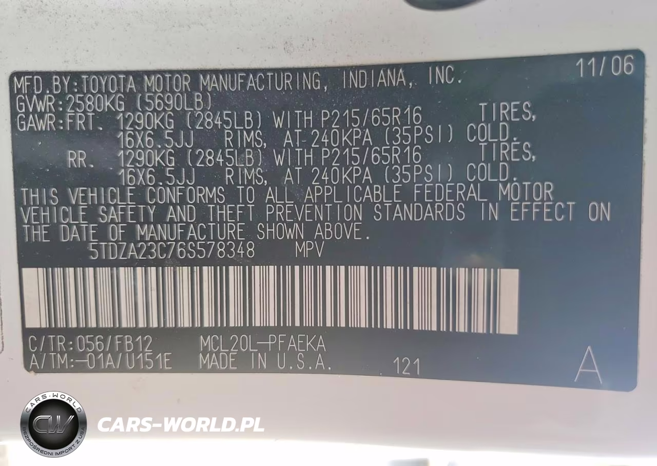 2006 Toyota Sienna Ce 7 Passenger VIN:5TDZA23C76S578348 - 13