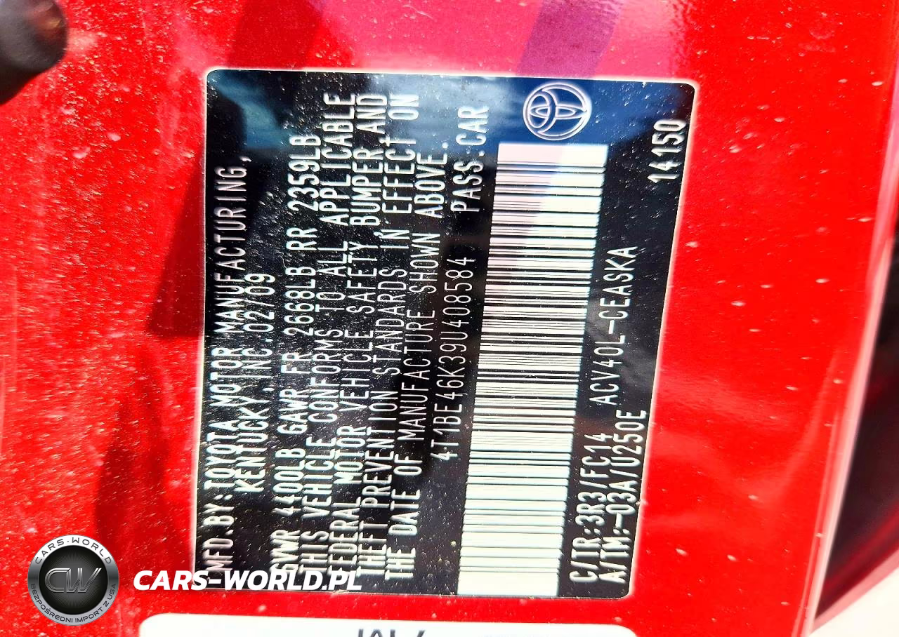 2009 Toyota Camry Se VIN:4T1BE46K39U408584 - 12