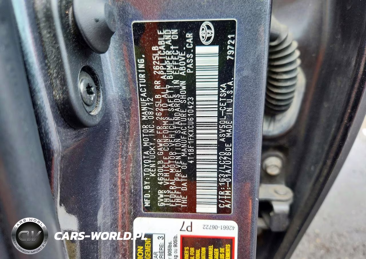 2012 Toyota Camry Se VIN:4T1BF1FKXCU610423 - 12