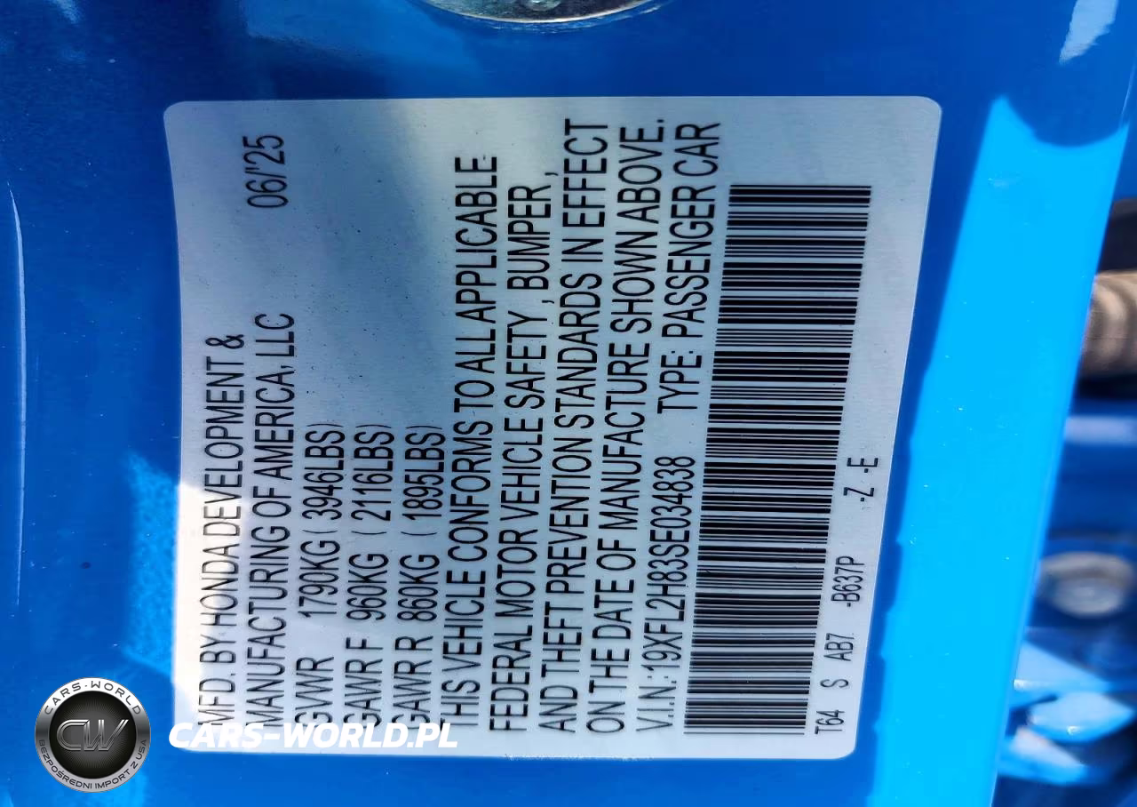 2025 Honda Civic Sport VIN:19XFL2H83SE034838 - 12