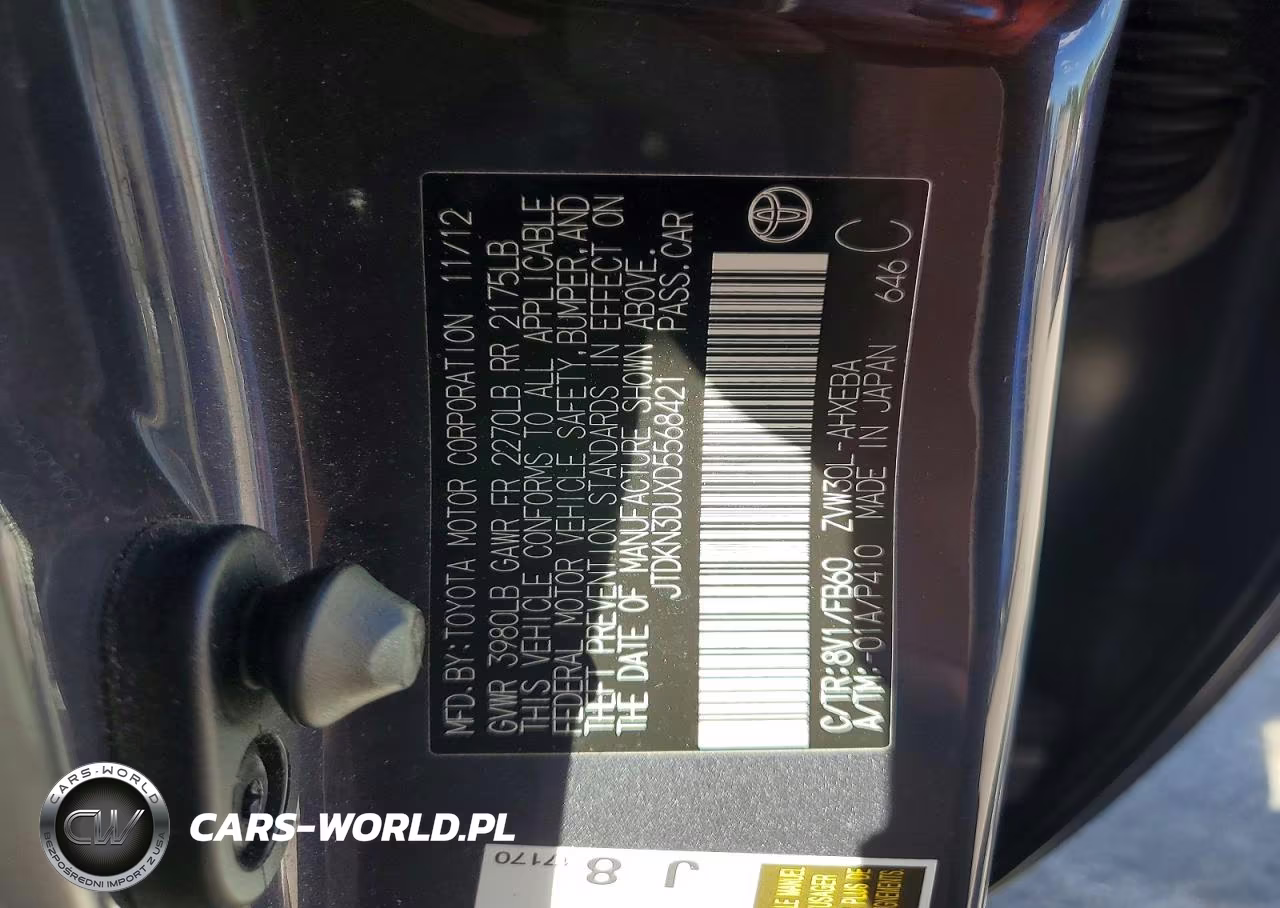 2013 Toyota Prius Two VIN:JTDKN3DUXD5568421 - 12