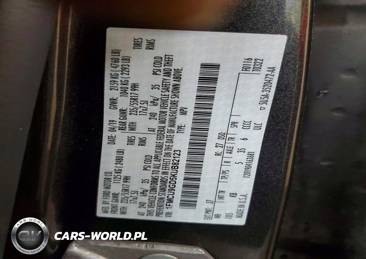 2019 Ford Escape Se VIN:1FMCU9GD5KUB82123 - 13