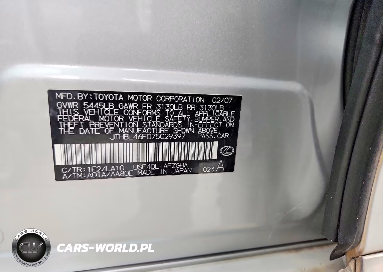 2007 Lexus Ls 460 VIN:JTHBL46F075029397 - 12