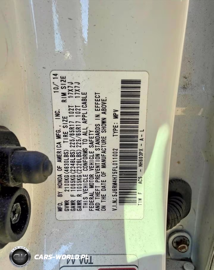 2015 Honda Cr-V Ex-L VIN:5J6RM4H75F011002 - 10