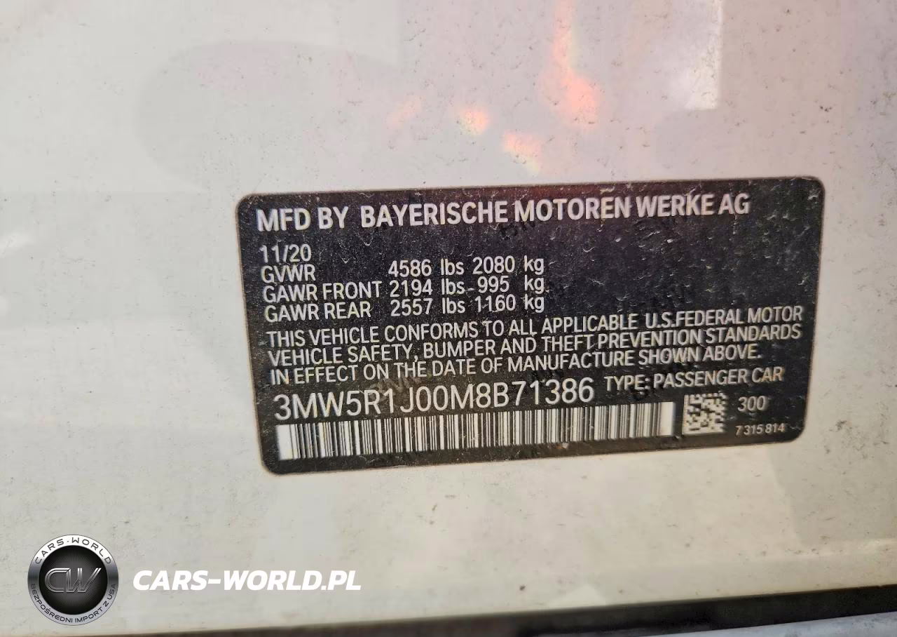 2021 BMW 330I VIN:3MW5R1J00M8B71386 - 13