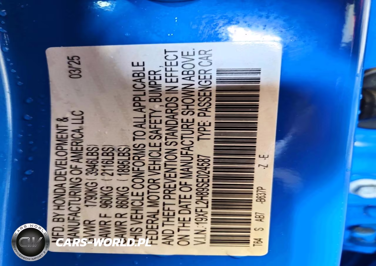 2025 Honda Civic Sport VIN:19XFL2H89SE024587 - 12