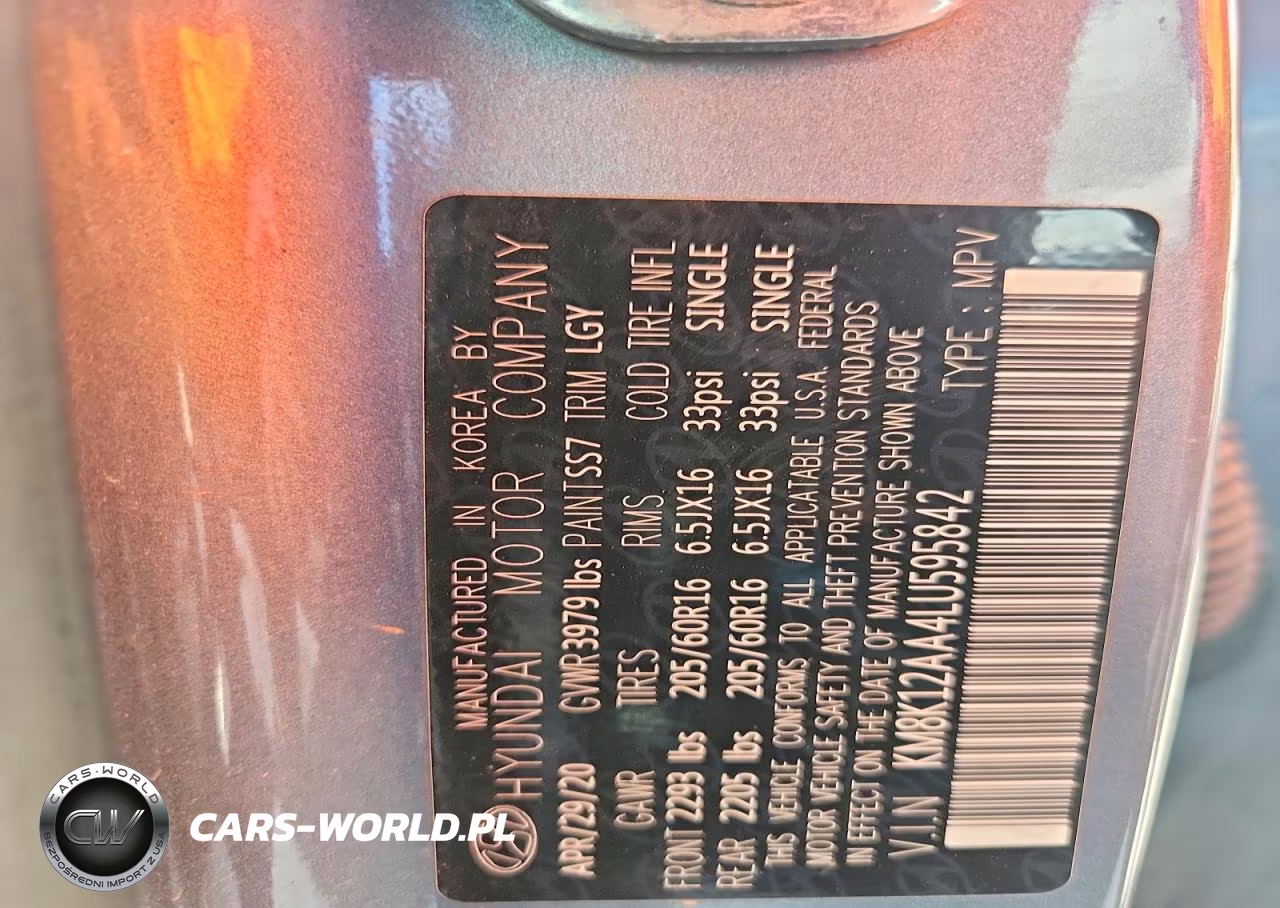 2020 Hyundai Kona Se VIN:KM8K12AA4LU595842 - 13
