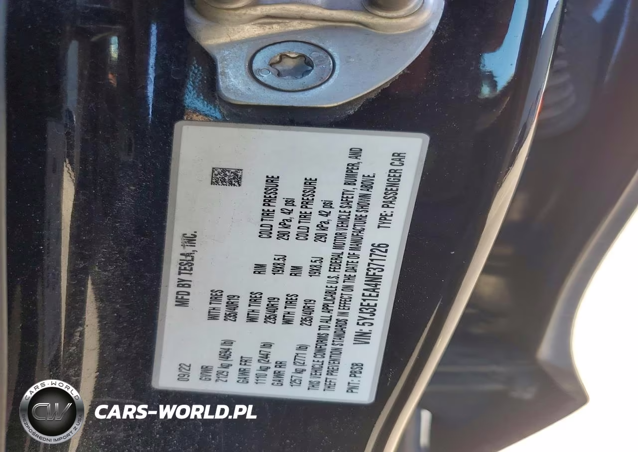 2022 Tesla Model 3 VIN:5YJ3E1EA4NF371726 - 12