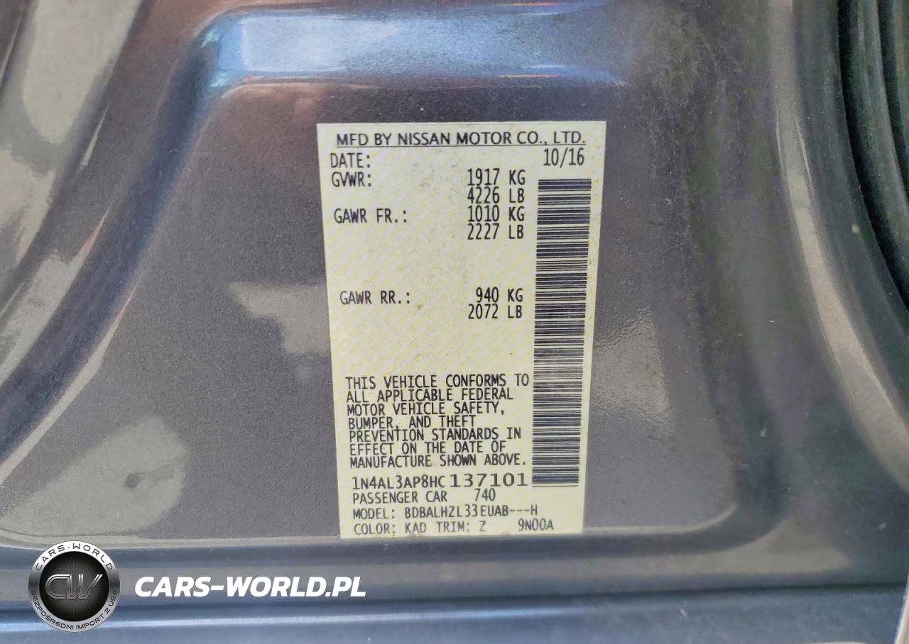 2017 Nissan Altima 2.5 Sr VIN:1N4AL3AP8HC137101 - 12