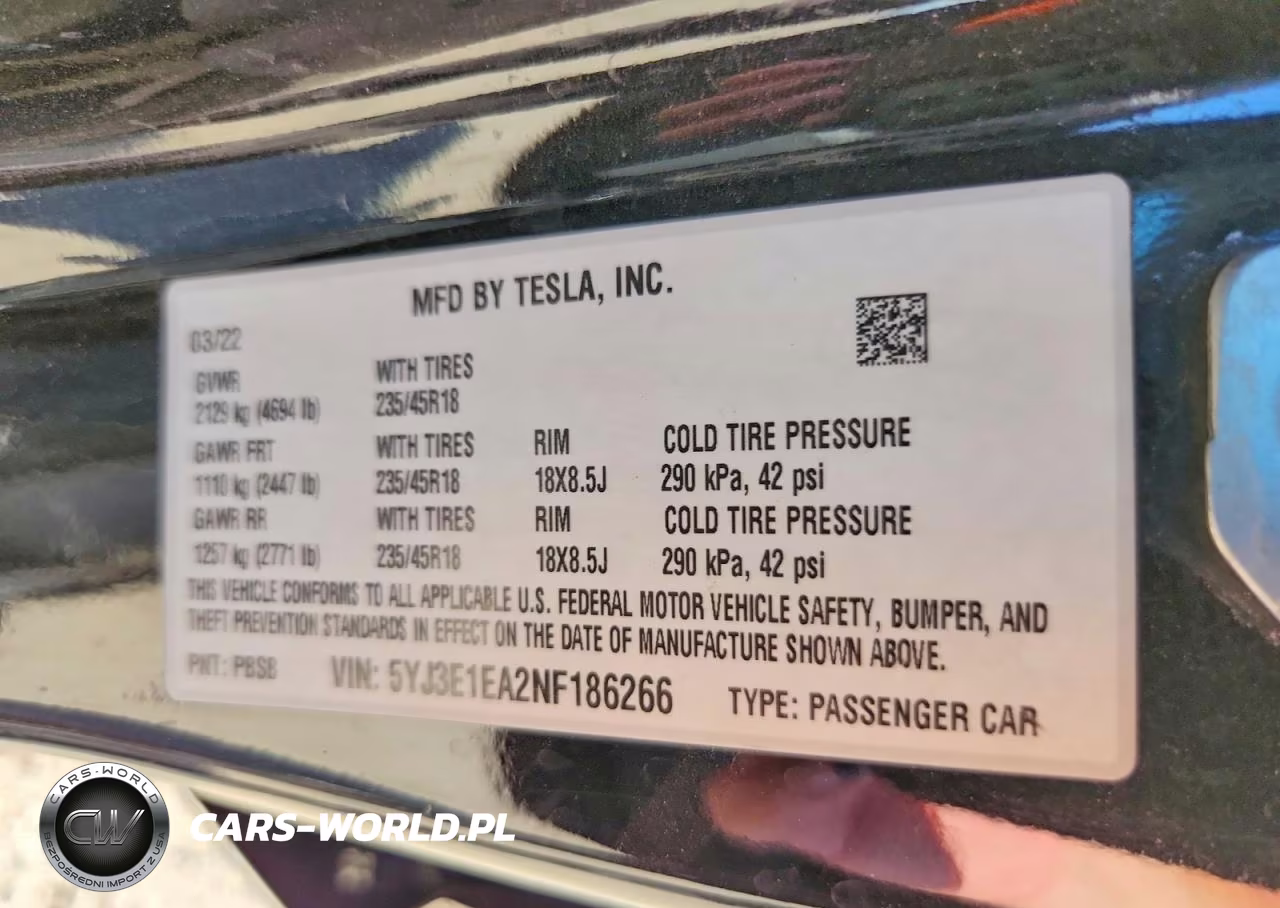 2022 Tesla Model 3 VIN:5YJ3E1EA2NF186266 - 12