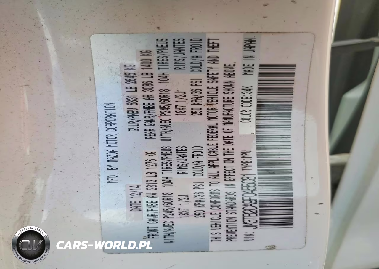 2015 Mazda Cx-9 Touring VIN:JM3TB2CA9F0455081 - 13