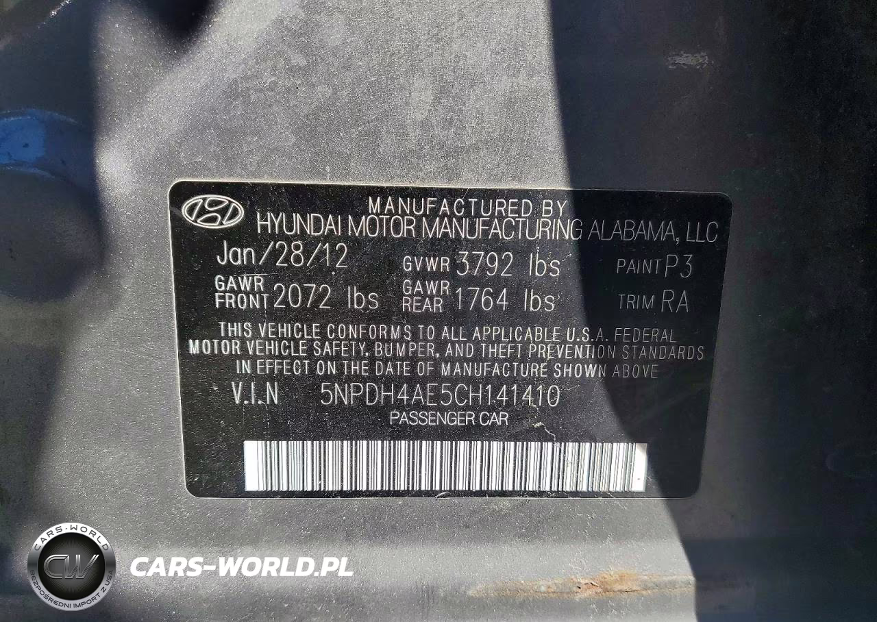 2012 Hyundai Elantra Gls VIN:5NPDH4AE5CH141410 - 12