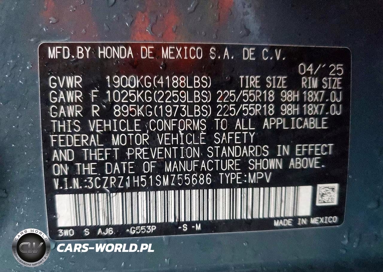 2025 Honda Hr-V Sport VIN:3CZRZ1H51SM755686 - 14