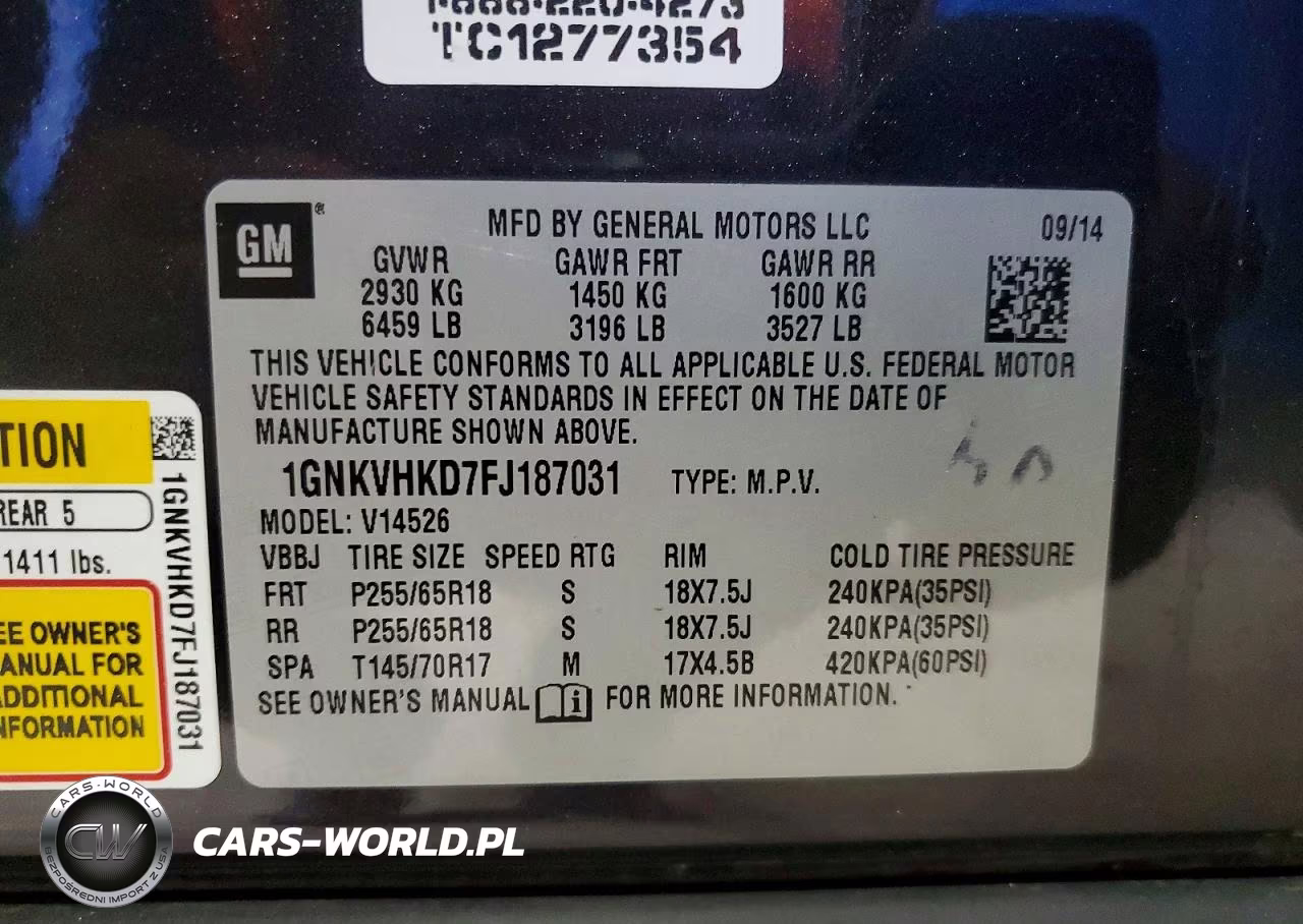 2015 Chevrolet Traverse Lt VIN:1GNKVHKD7FJ187031 - 13