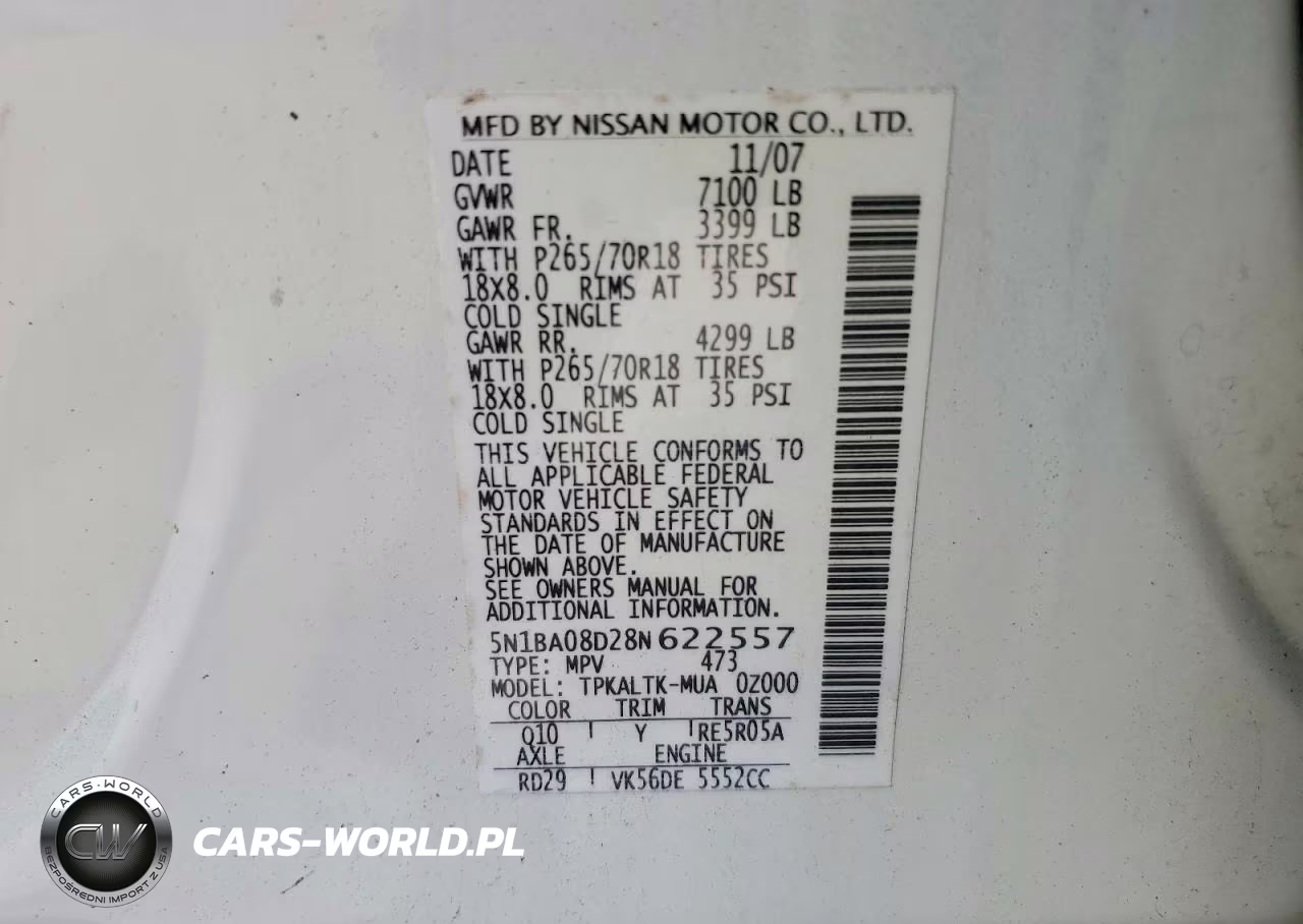 2008 Nissan Armada Se Ffv VIN:5N1BA08D28N622557 - 13