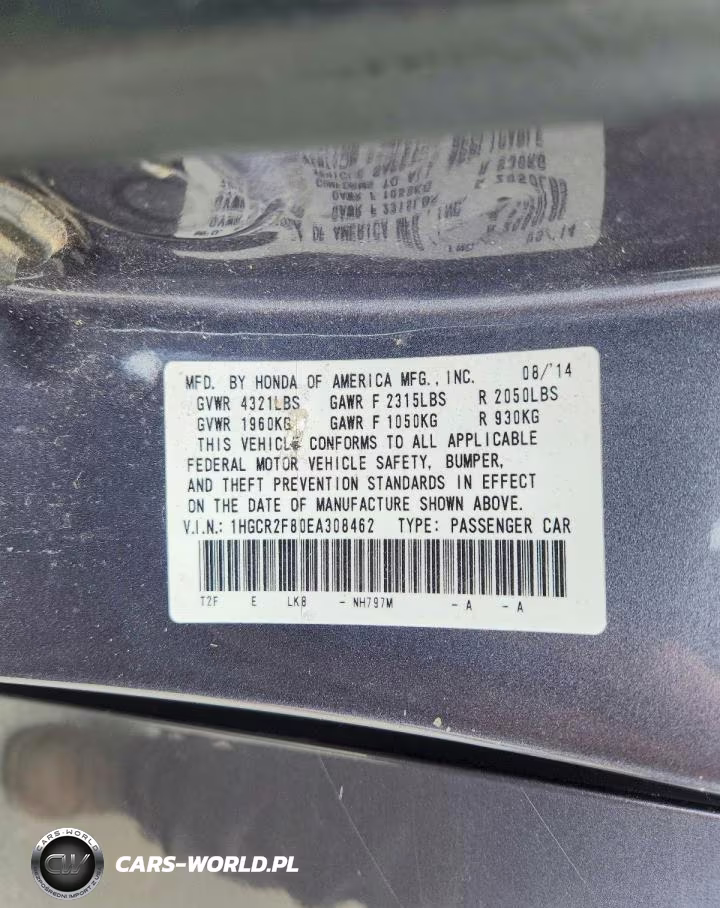 2014 Honda Accord Exl VIN:1HGCR2F80EA308462 - 12