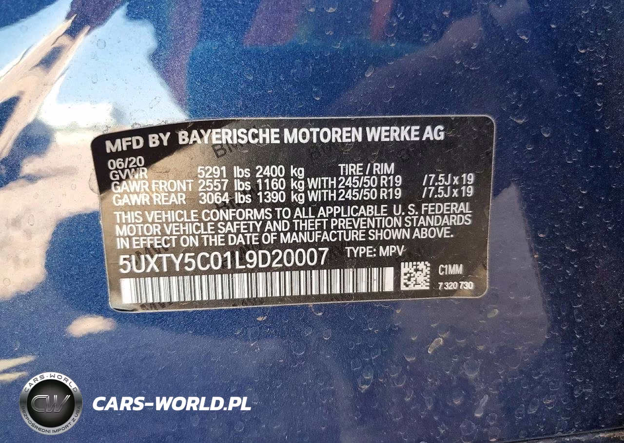 2020 BMW X3 xDrive30I VIN:5UXTY5C01L9D20007 - 13