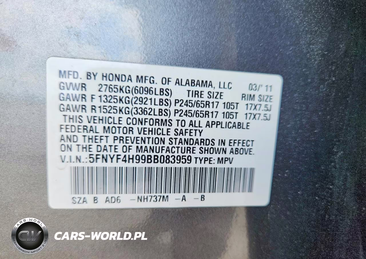 2011 Honda Pilot Touring VIN:5FNYF4H99BB083959 - 13