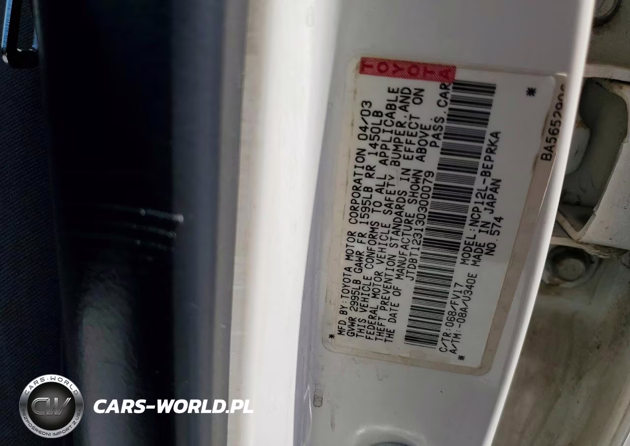 2003 Toyota Echo Base VIN:JTDBT123130300079 - 12