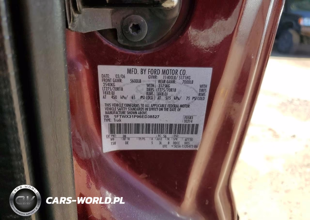 2006 Ford F350 Srw Super Duty VIN:1FTWX31P96ED38527 - 12