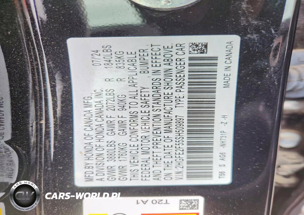 2025 Honda Civic Sport VIN:2HGFE2F55SH509897 - 13